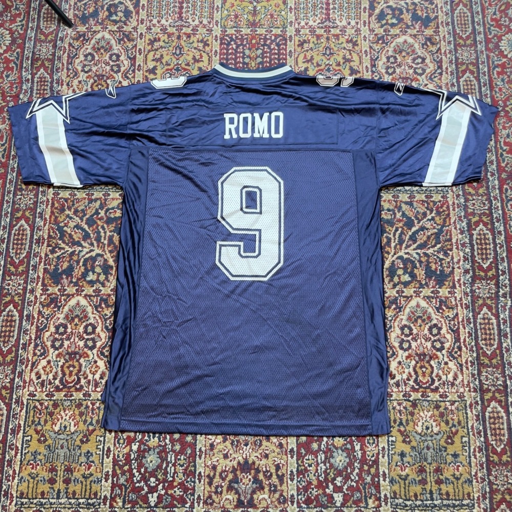 Dallas Cowboys Tony Romo 9 NFL Football Jersey Men's Size L Reebok On Field Navy